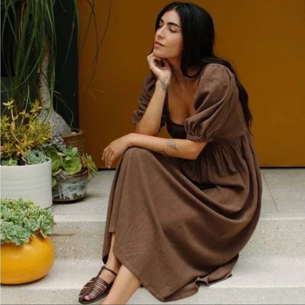 Rachel Pally Linen Soleil Midi Dress in Chocolate
